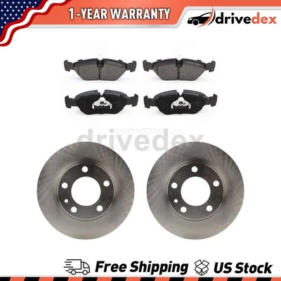 Front Rotors Semi-Metallic Brake Pads Fits 1985 1986 1987 1988 BMW 535i_DV - Image 1 of 4