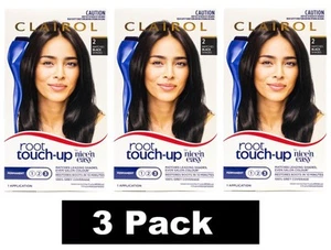 3 x CLAIROL ROOT TOUCH-UP PERMANENT HAIR COLOUR 2 MATCHES BLACK SHADES BRAND NEW - Picture 1 of 6
