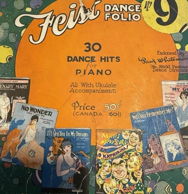 Antiguo cancionero folio de baile Feist de 1924 30 éxitos para piano y Ukeleke Foto 1 de 4