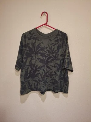PrAna Cozy Up Sunfair Top Cargo Palms S/S Sweatshirt Womens Olive Green Size XL - Image 1 of 4