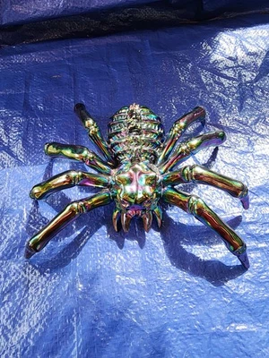 Araña Insecto Decoración Halloween 9" Negro Iridiscente Metal Pesado Foto 1 de 4