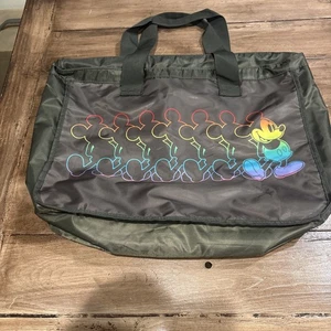 DISNEY Rainbow Mickey PRIDE Large Gray Black Tote Bag - Picture 1 of 6