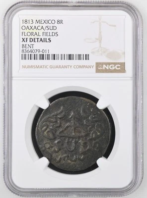 1813 Mexico Oaxaca SUD 8 Reales Floral Fields NGC XF Detail - Image 1 of 2