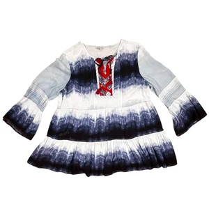 John Mark Boho Ombré Tiered L Flowy Embroidered Tassel Tie Statement Sleeve READ - Picture 1 of 19