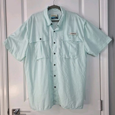Magellan Fish Gear Button Up Shirt Men's Size XL Angler Fit Mag-Wick Green White - Image 1 of 4