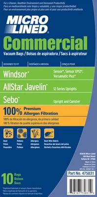 2 Packages (20 Bags) Sebo/Windsor Bags HEPA Media For Auto X, Essential G, 370. - Image 1 of 2