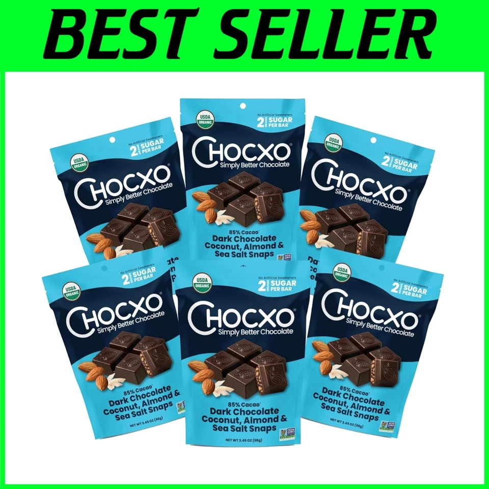 Broches de presión orgánicos de chocolate negro y coco almendra paquete de 6 Foto 1 de 4