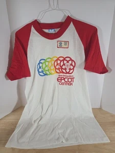 Vintage 80s Disney World Epcot T-Shirt Adult L Rainbow Single Stitch Red NWT! - Picture 1 of 6