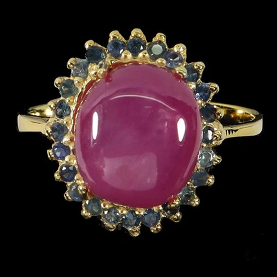Black Friday 925 Sterling Silver Ring Oval Ruby 11x10mm Sapphire Jewelry Size 8 - Image 1 of 4