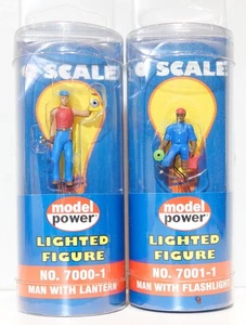 Model Power, No. 7000-1 man w/Lantern & 7001-1 Man w/ Flashlight both lighted - Picture 1 of 2