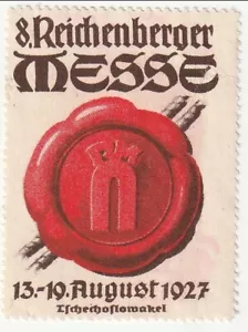 Tschechoslowakei - Reichenberg Muster Messe Etikett 1927 (G) - Bild 1 von 1
