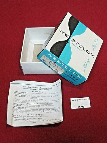 Vintage Westclox Alarm II Original Box & Paper Work In Good Shape Big Ben Cover