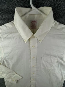 Brooks Brothers Men Non Iron Button Up Shirt Long Sleeve Ivory Madison 16 33 - Picture 1 of 15