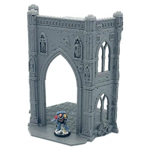 Grimdark ciencia ficción edificio en ruinas arco gótico 28 mm paisaje de terreno de guerra - Imagen 1 de 4