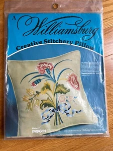 Kit de almohada de lino bordado jacobeo Williamsburg Crewel 1978 s-7205 - Imagen 1 de 8