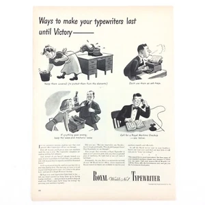 1943 Royal Typewriter VINTAGE PRINT AD WWII Conservation Donation Armed Forces - Bild 1 von 1