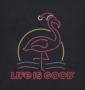 Life is Good NEGRO S/S Trituradora "NEÓN FLAMENCO" NAVIDAD Mujer GRANDE - Imagen 1 de 2