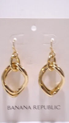 Pendientes colgantes Banana Republic metálicos entrelazados de doble eslabón para mujer nuevos con etiquetas 45 Foto 1 de 4