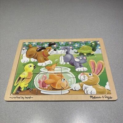 Melissa & Doug Wooden Puzzle Animals. Tray Has The Picture & Outline Of Pieces.  - Image 1 of 4