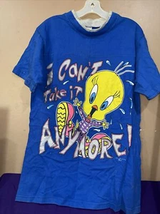 1995 Vintage Looney Tunes Tweety Bird Big Logo Graphic T-Shirt Size L RARE - Picture 1 of 7