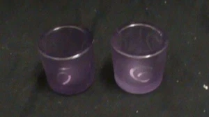 Ambria Glass Candle Holders Votive Tea Light Satin Purple, PAIR, E04 - Picture 1 of 5