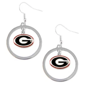 aminco NCAA Georgia Bulldogs Floating Logo Hoop Earrings,Silver - Picture 1 of 1