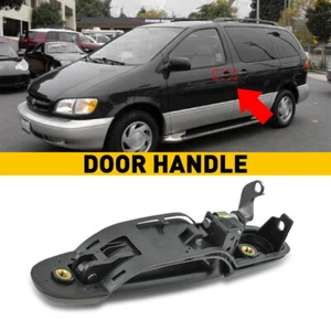 Black Front Exterior Handle Door Driver Side For 1998-2003 Toyota Sienna Van - Picture 1 of 12