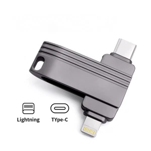 2 To 1 To 256 Go Métal Double Clé USB Clé Mémoire Disque U pour iPhone Type C - Photo 1/8