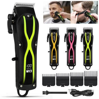 Professional Cordless Hair Clippers Trimmer Kit Men Cutting Machine Barber Salon