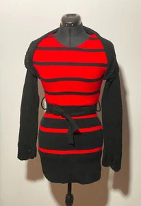 Sixth Avenue Dress Women Small Jumper Short Bodycon Stripes Belted Size S/M - Picture 1 of 20