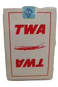 TWA White with Plane & Lettering Red  Playing Cards New Blue Sealed   - Picture 1 of 6