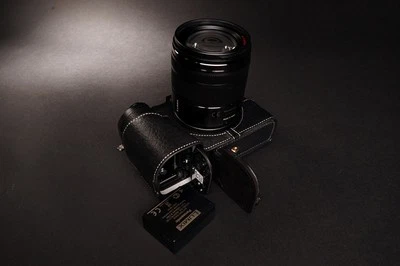 Genuine real Leather Half Camera Case Bag Cover for Panasonic GX8 Bottom Open B - Image 1 of 4