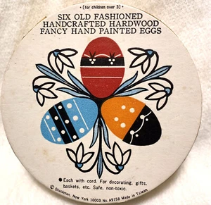 Huevos de madera B.Shackman & Co pintados a mano hechos a mano caja colgante de madera de colección 6 quilates - Imagen 1 de 6