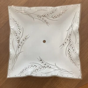 Vintage Mid Century Frosted Glass Ceiling Light Shade Cover w/ Wheat Pattern - Picture 1 of 4