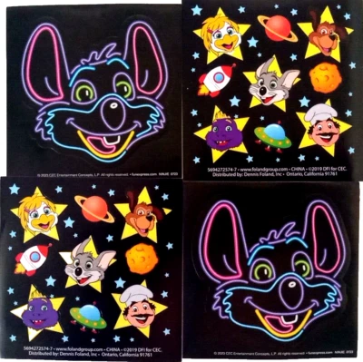 Chuck E Cheese's FUN STAMPS SHEETS STICKERS 3"X3" Rare-Collectors Four Set NEW! - Image 1 of 3