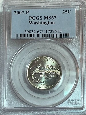 2007 Washington State Quarter PCGS MS67 Cert# 11722515 - Image 1 of 4