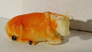 Cow 2" Figure Orange White Black Cattle Farm Animal Toy Figurine Vintage Rare - Picture 1 of 3
