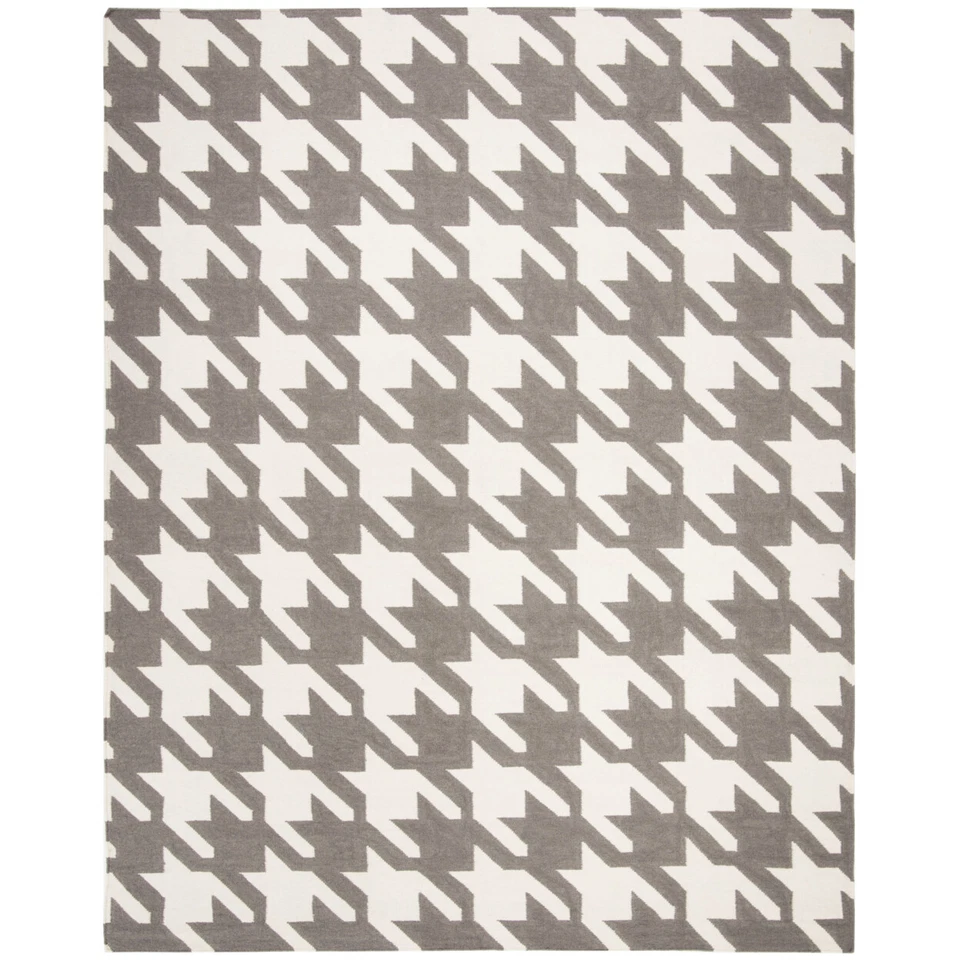 SAFAVIEH Dhurries DHU569A Handwoven Grey / Ivory Rug - Image 1 of 4