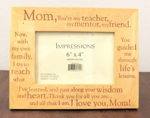 Wood Photo Frame 4 x 6 Mom message Border tabletop Picture - Picture 1 of 3