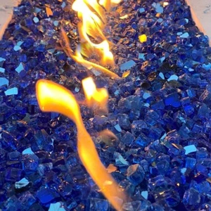 1/2" Dark Blue Crushed Fire Glass - 1-20LB Reflective for Pits/Art Decor - Picture 1 of 16