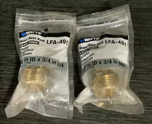 LFA-491 5/8 in. Barb x 3/4 in. MHT Brass Water Hose Adapter Fitting Lot Of 2 - Picture 1 of 2