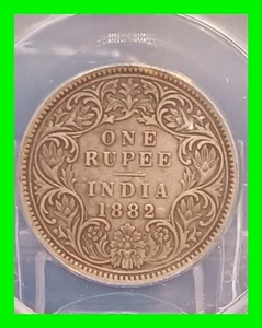 Graded 1882-C British India One Rupee KM# 45 ~ ANACS VF 35 - Picture 1 of 5