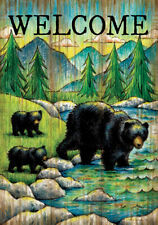 Welcome Black Bears Forest Mountain River House Flag 40 x 28