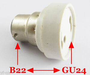 10x B22 Male to GU24 Female Socket Base LED Halogen CFL Light Bulb Lamp Adapter
