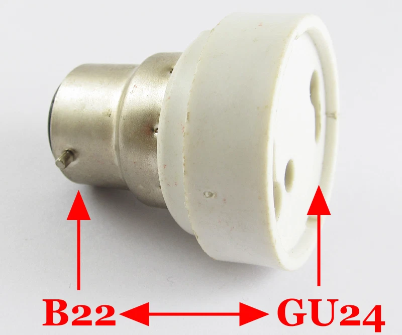 1pc B22 Male to GU24 Female Socket Base LED Halogen CFL Light Bulb Lamp Adapter - Image 1 of 1