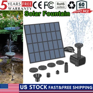 Solar Water Panel Power Fountain Pump Kit Pool Garden Pond Watering Submersible - Picture 1 of 11