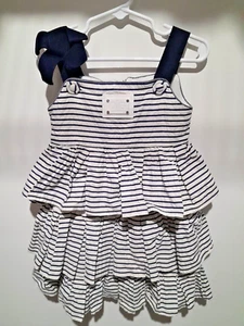 Dolce & Gabbana Junior size 4 White & Blue Lines ruffel dress - Picture 1 of 11