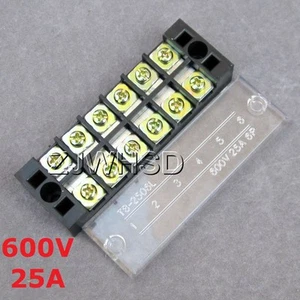 Dual Row 6-Position Clear Covered Barrier Strip Terminal Wiring Board Block 25A - Picture 1 of 3