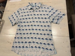 Tommy Bahama Shirt Mens Medium Geometric Island Zone Silk Blend Short Sleeve Cas - Picture 1 of 15