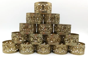 Juego De Colección De 15 Anillos Servilleteros Tono Dorado Pergamino Ornado Flor De Lis - Imagen 1 de 8